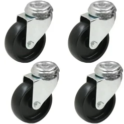 4 - 75mm Nylon noir roulettes pivotantes 3" pour usage intensif