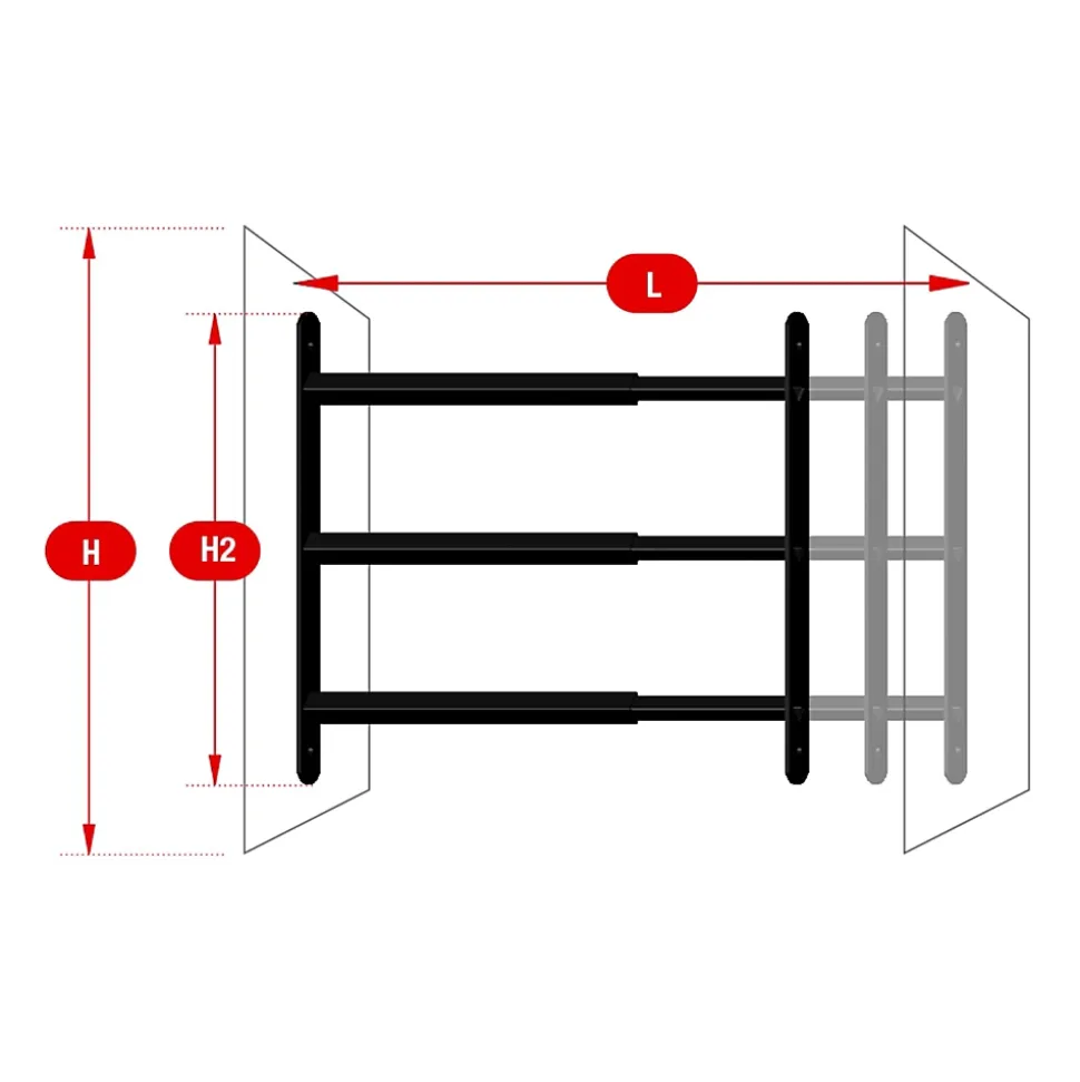 3 barreaux télescopiques de fenêtre, acier noir Afbat, L.90 à 170 cm