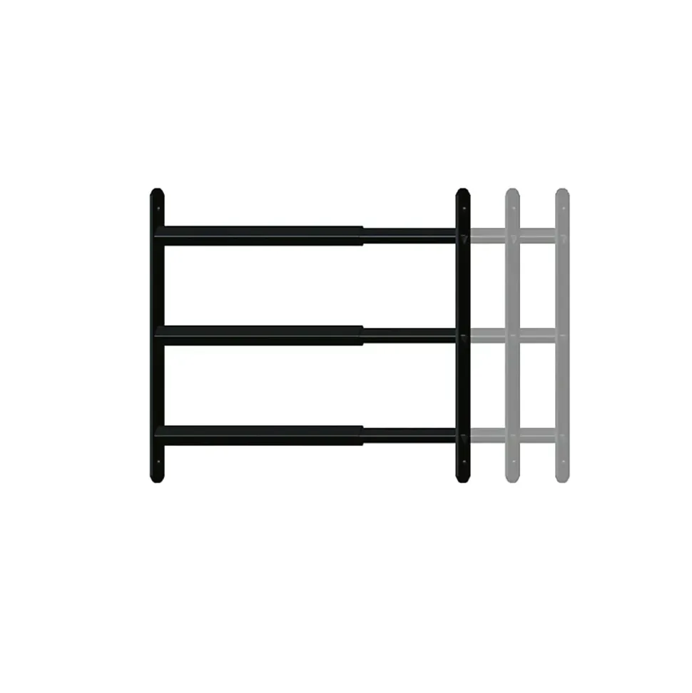 3 barreaux télescopiques de fenêtre, acier noir Afbat, L.90 à 170 cm