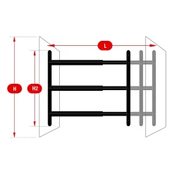 3 barreaux télescopiques de fenêtre, acier gris anthracite, Afbat, L.90 à 170 cm