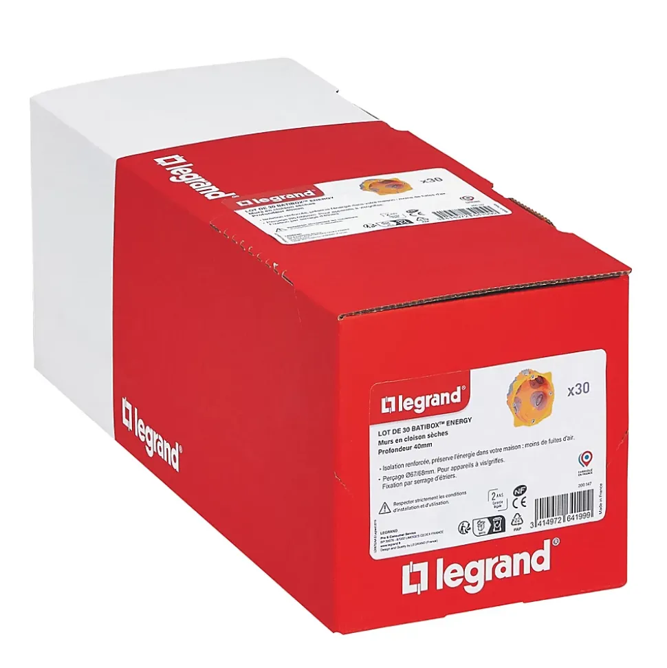 30 boîtes d'encastrement Batibox Energy Legrand 1 poste
