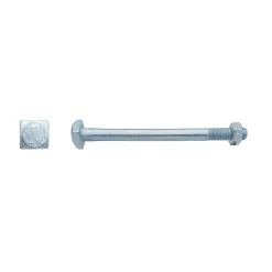 25 Boulons Charpente Bois Tête Carrée 16 x 225 mm - NFE 27341 - Zingué blanc - D-Work