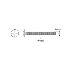 10 boulons poêlier tête plate 6 x 40 mm