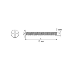 10 boulons poêlier tête plate 5 x 16 mm