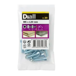 20 boulons tête cylindrique acier zingué 5 x 20 mm