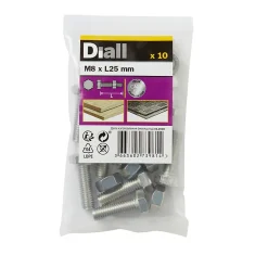 10 boulons tête héxagonale inox 8 x 25 mm