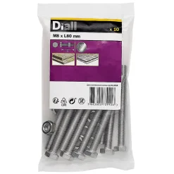 10 boulons tête héxagonale inox 8 x 80 mm