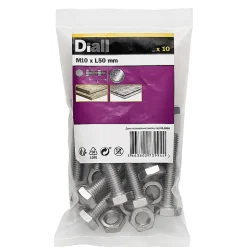 10 boulons tête héxagonale inox 10 x 50 mm