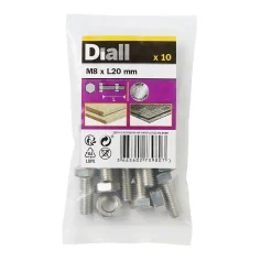 10 boulons tête héxagonale inox 8 x 20 mm