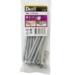 10 boulons tête héxagonale inox 6 x 70 mm