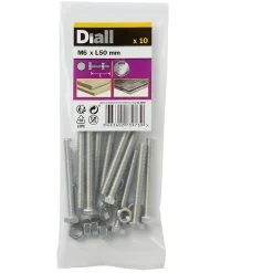 10 boulons tête héxagonale inox 6 x 50 mm