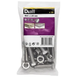 10 boulons tête héxagonale inox 10 x 40 mm