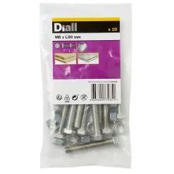 10 boulons tête héxagonale inox 8 x 50 mm