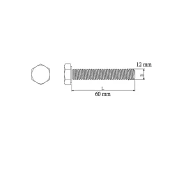 10 boulons tête héxagonale zingué 12 x 60 mm