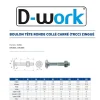 100 Boulons Tête Ronde Collet Carré TRCC 7 x 100 mm - DIN 603 - Zingué blanc - D-Work