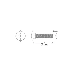 10 boulons tête ronde collet carré 6 x 60 mm