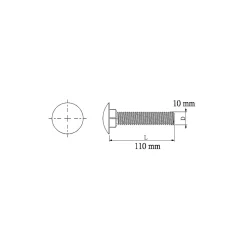 5 boulons tête ronde collet carré 10 x 110 mm