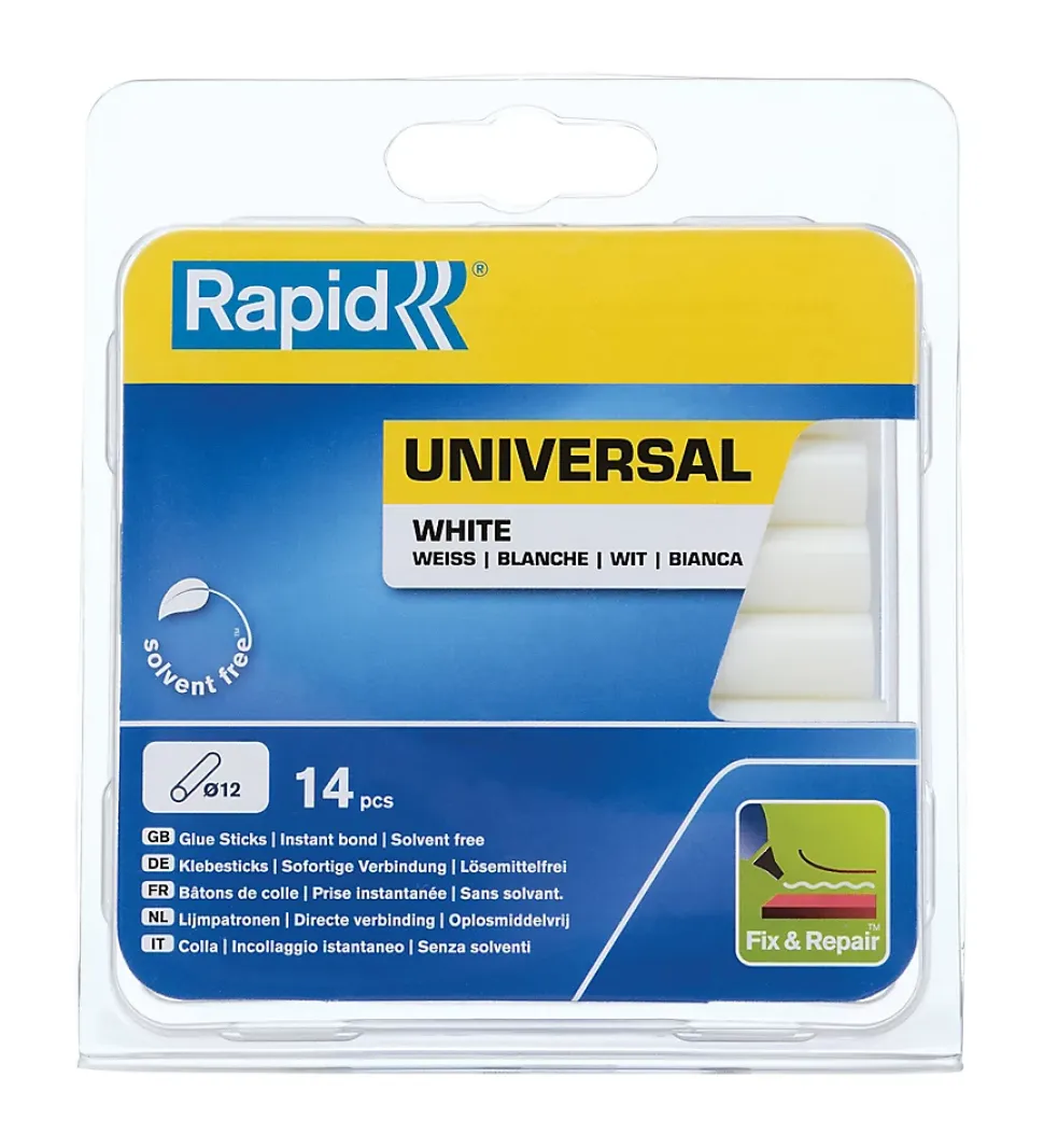 14 Bâtons de colle blanche universelle 12 mm Rapid 125 G