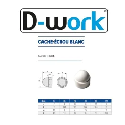 200 Cache-Ecrous Blanc Clé de 10 - M6 mm - Polyamide - D-Work