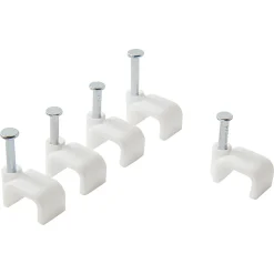 25 cavaliers plats en nylon pour câble de 2 x 0,75 mm² Diall blanc