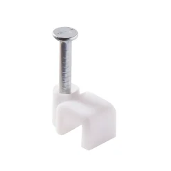 25 cavaliers pour câble électrique 2 fils 4 mm blanc