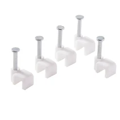 25 cavaliers pour câble électrique 2 fils 4 mm blanc