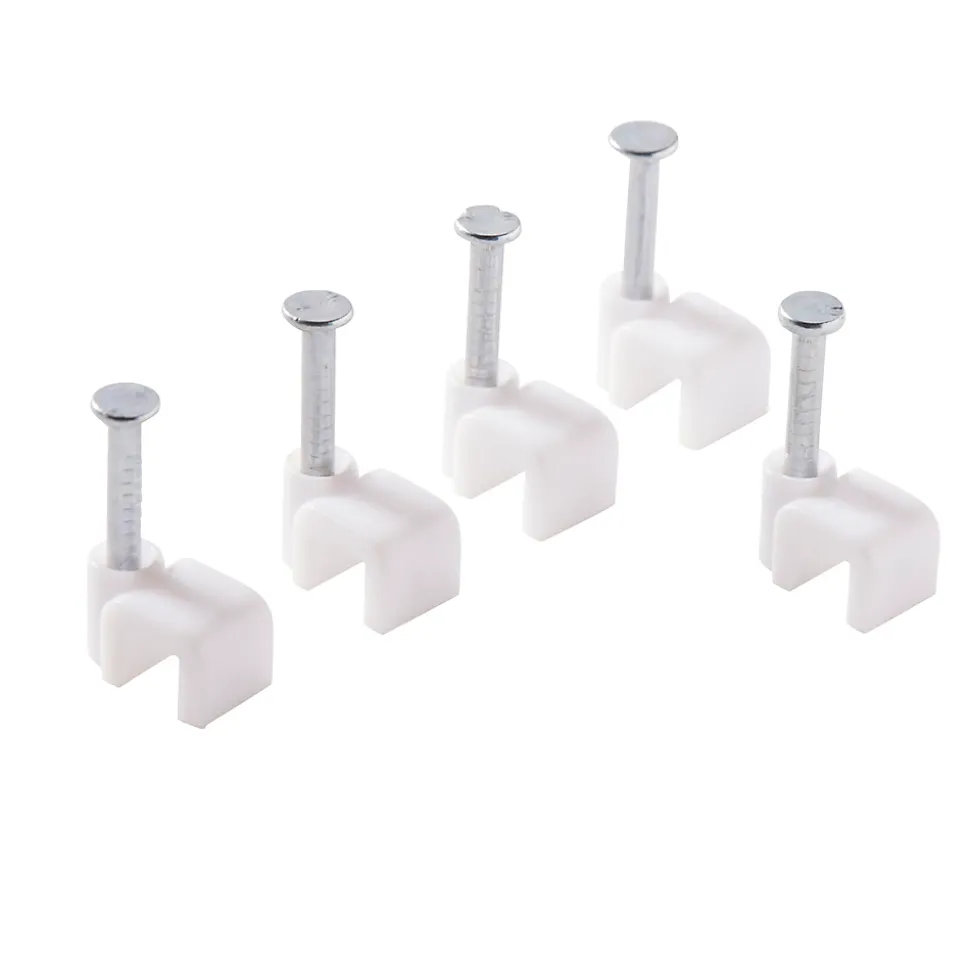 25 cavaliers pour câble électrique 2 fils 4 mm blanc
