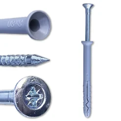 200 Chevilles à Frapper NHS D. 8 x Lt. 80 mm avec Vis Tête Fraisée (en seau) - D-Work
