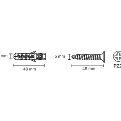 10 chevilles Diall nylon CL PZ Ø8x40mm