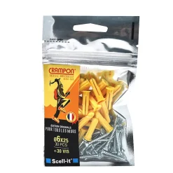 30 chevilles universelles Crampon Ø6 mm avec vis