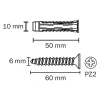5 chevilles universelles Diall nylon CL PZ Ø10x50mm