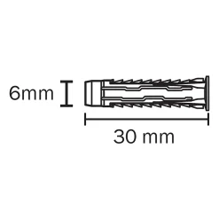 200 chevilles universelles Diall nylon CL Ø6x30mm