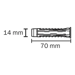 40 chevilles universelles Diall nylon CL Ø14x70mm