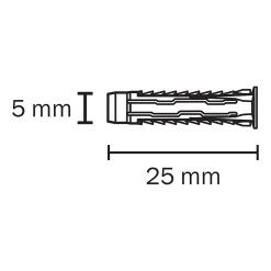 50 chevilles universelles Diall nylon Ø5x25mm