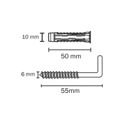 2 chevilles universelles Diall nylon CL HL Ø10x50mm