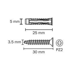 20 chevilles universelles Diall nylon CL PZ Ø5x25mm
