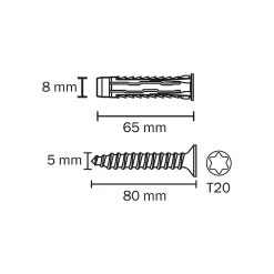 6 chevilles universelles Diall nylon CL Ø8x65mm
