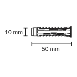 10 chevilles universelles Diall nylon CL Ø10x50mm