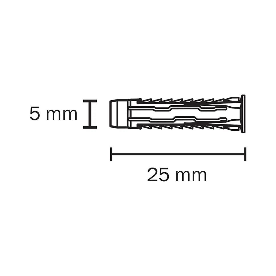 20 chevilles universelles Diall nylon CL Ø5x25mm