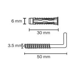 4 chevilles universelles Diall nylon CL HL Ø6x30mm