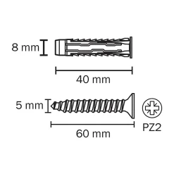 4 chevilles universelles Diall 8x40 mm