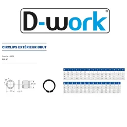 200 Circlips Extérieurs D. 4 mm - DIN 471 - Brut - D-Work