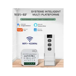 2 Commutateurs SomLife de volet et rideau Wifi Rf Tuya Smart Life Module pour volet roulant 433 mhz et Télécommande