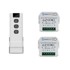 2 Commutateurs SomLife de volet et rideau Wifi Rf Tuya Smart Life Module pour volet roulant 433 mhz et Télécommande