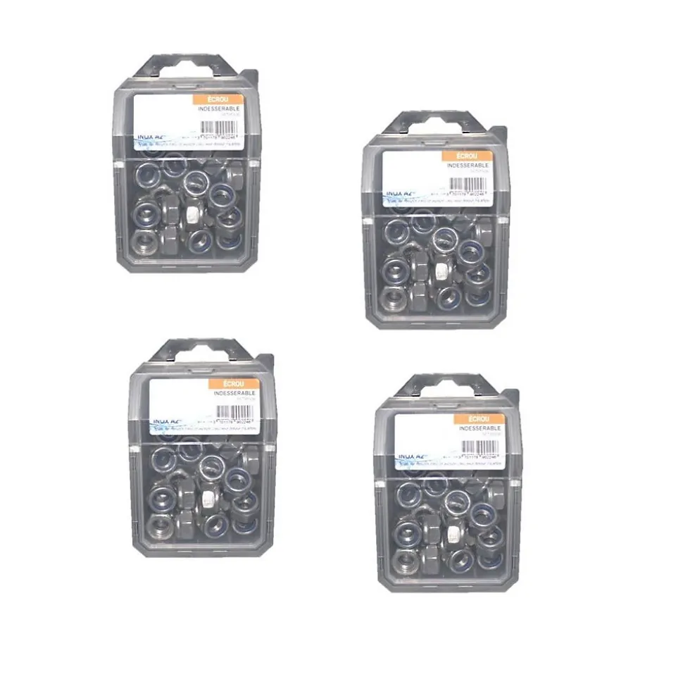 4 Coques de 50 Ecrous Freins Indésserrables M6 mm - DIN 985 - Inox A2 - D-Work
