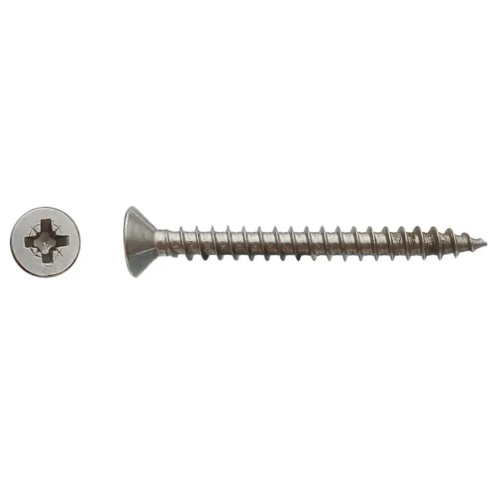 4 Coques de 100 Vis Bois Tête Fraisée Pozidriv 4 x 20 mm - Inox A2 - D-Work