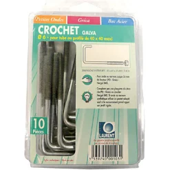10 crochets galva Ø6 mm pour tube de 40x40 mm
