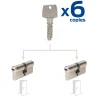 2 cylindres débrayables Bricard 30x30/30x30 mm avec 6 clés