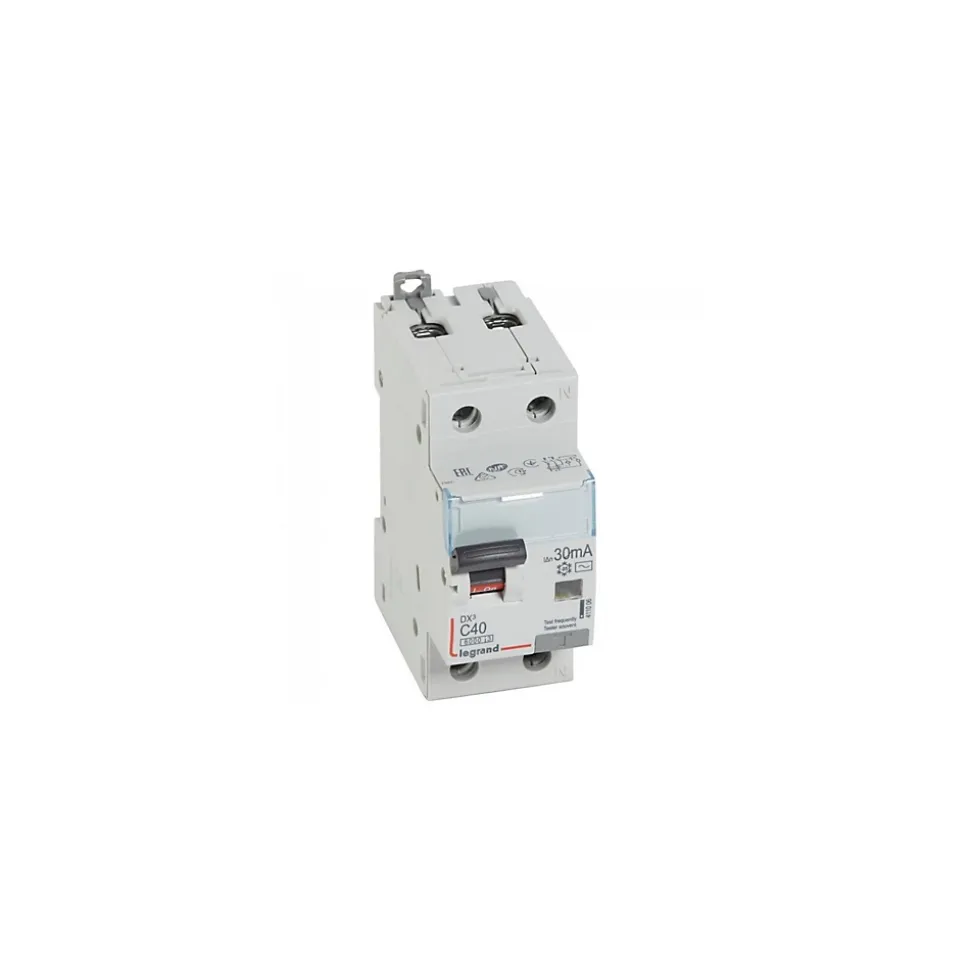 411006 Disjoncteur Différentiel 40a - 30ma - Type Ac - 1p+n - 2 Modules - Neutre à Droite - Auxiliarisable - Legrand