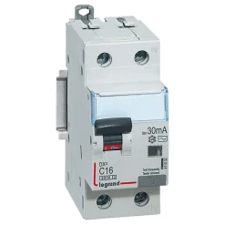 411002 Disjoncteur Différentiel 16a - 30ma - Type Ac - 1p+n - 2 Modules - Neutre à Droite - Auxiliarisable - Legrand